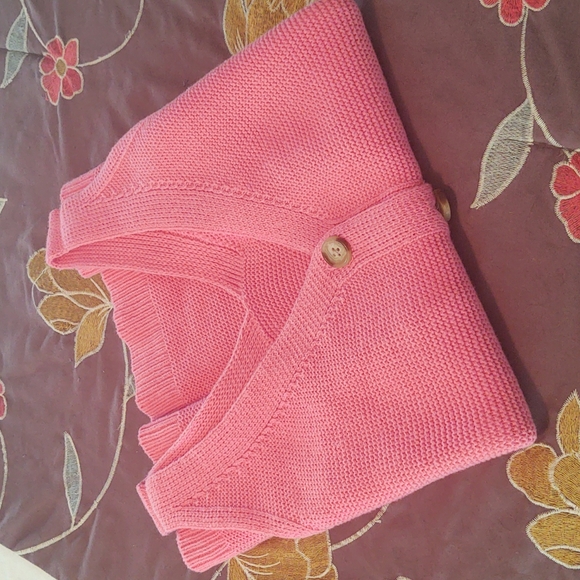 Loft Double V Neck Button Front Cotton Knit Tank Top Coral S - Picture 9 of 9